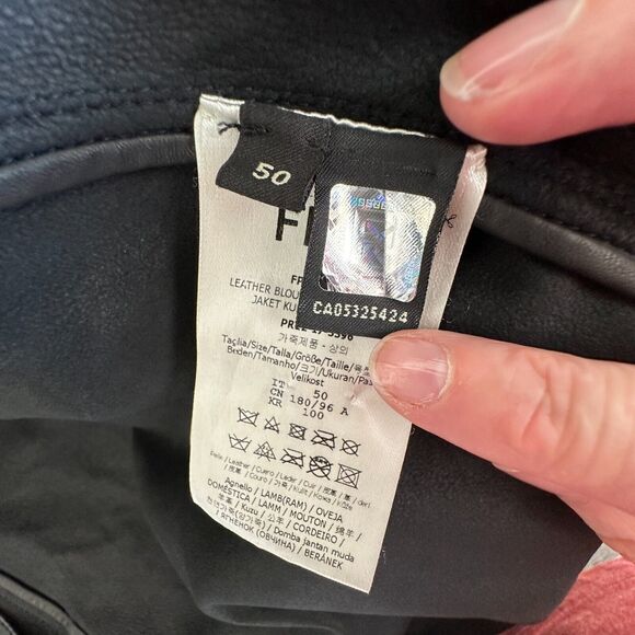 Fendi Black Soft Leather Fendi Embossed Monogram Front Long Sleeve Hooded Jacket - Picture 11 of 16